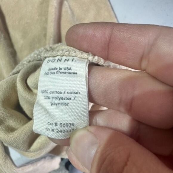 DONNI. Camel Terry Drawstring Joggers Jogging Pants Size Large Tan Pull On Beach - Picture 7 of 11